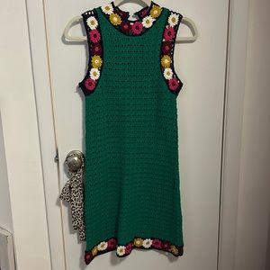 NWT Zara Green dress crochet style dress small with flowers